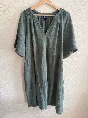 GAP Sage Green Gauze Muslin Tunic Dress